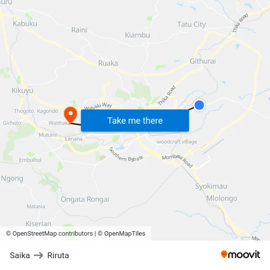 Saika to Riruta map