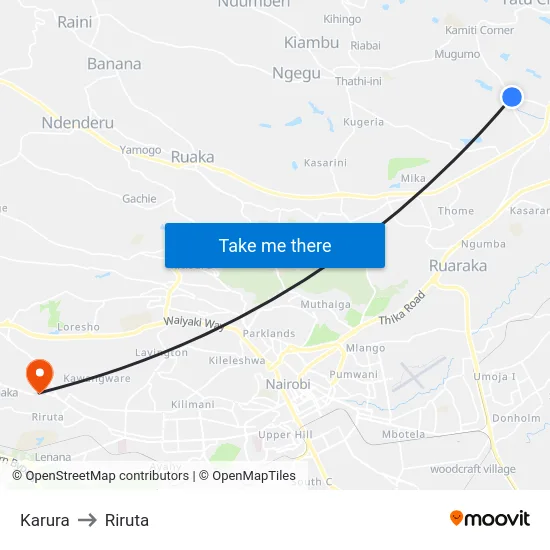 Karura to Riruta map