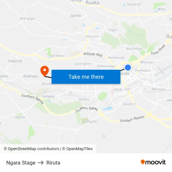 Ngara Stage to Riruta map