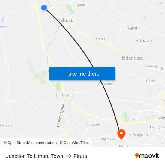 Junction To Limuru Town to Riruta map