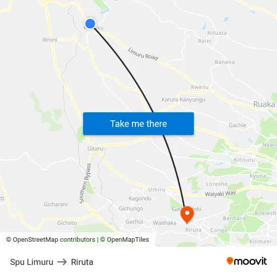 Spu Limuru to Riruta map