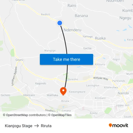 Kianjogu Stage to Riruta map