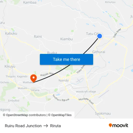 Ruiru Road Junction to Riruta map