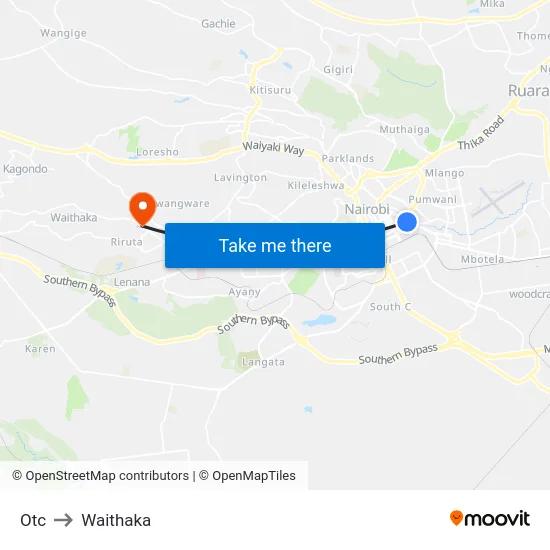 Otc to Waithaka map