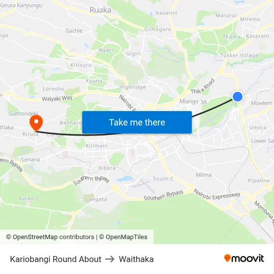 Kariobangi Round About to Waithaka map