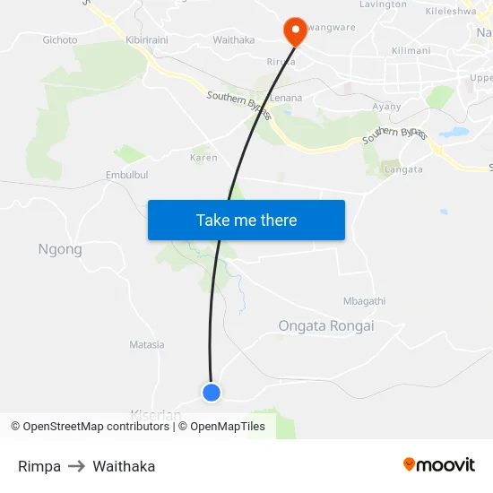 Rimpa to Waithaka map