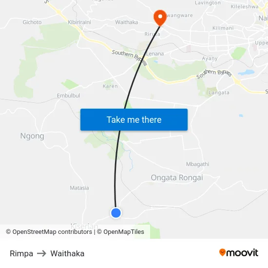 Rimpa to Waithaka map