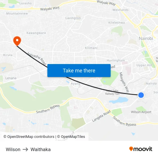 Wilson to Waithaka map