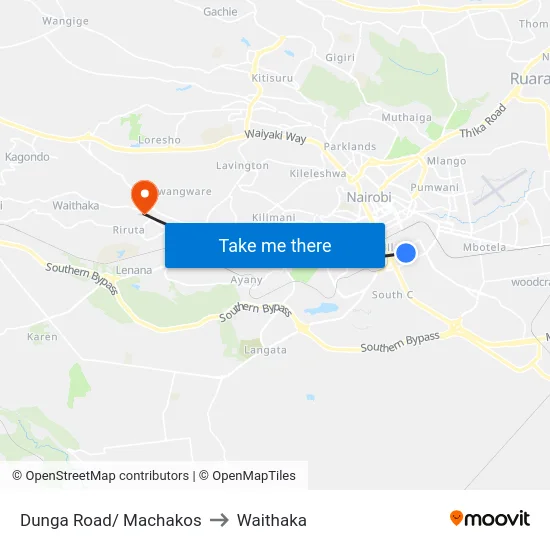 Dunga Road/ Machakos to Waithaka map