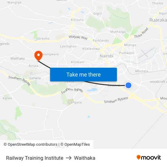 Railway Training Institute to Waithaka map