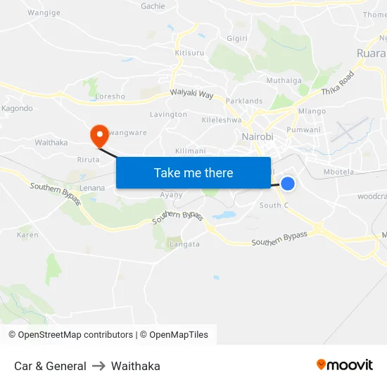 Car & General to Waithaka map