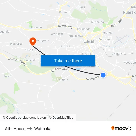 Athi House to Waithaka map