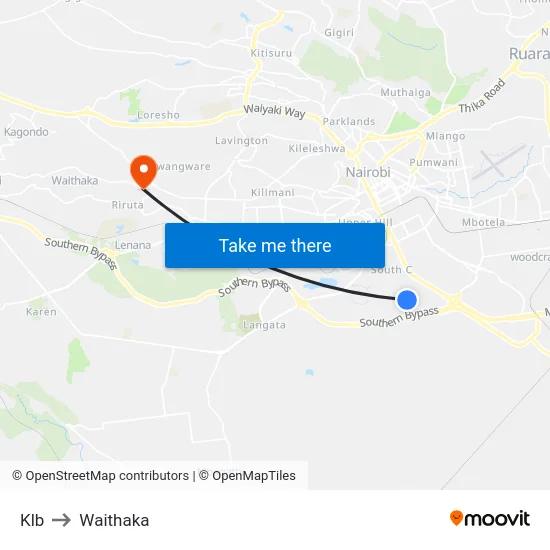 Klb to Waithaka map
