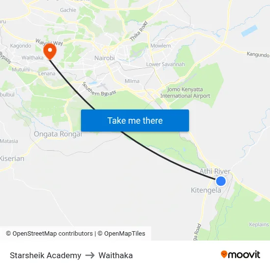 Starsheik Academy to Waithaka map