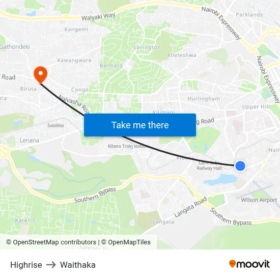 Highrise to Waithaka map