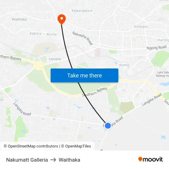 Nakumatt Galleria to Waithaka map