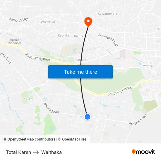 Total Karen to Waithaka map
