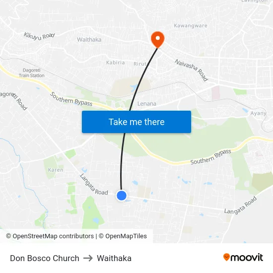 Don Bosco Church to Waithaka map