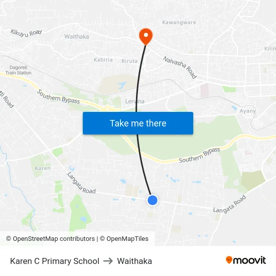 Karen C Primary School to Waithaka map