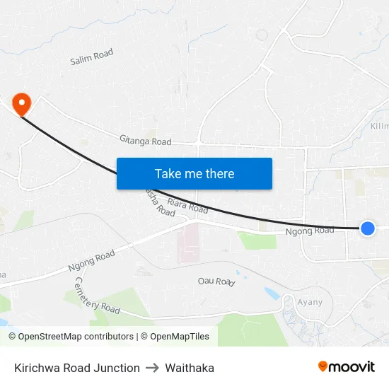Kirichwa Road Junction to Waithaka map
