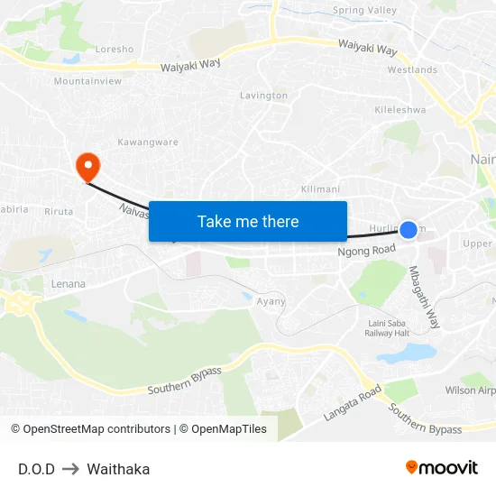 D.O.D to Waithaka map