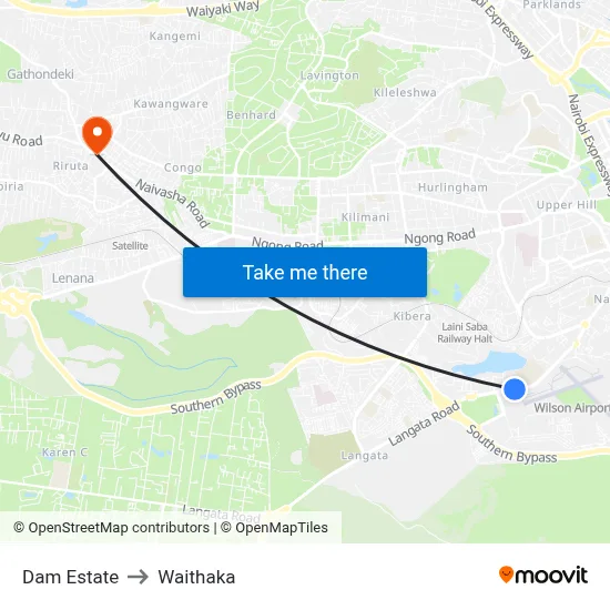 Dam Estate to Waithaka map