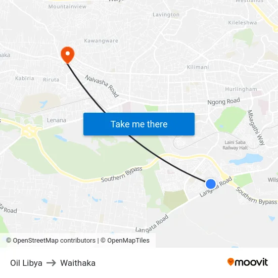 Oil Libya to Waithaka map