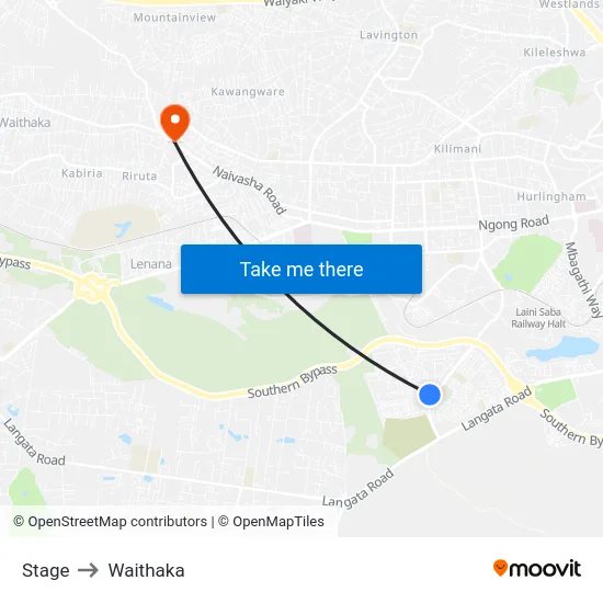 Stage to Waithaka map