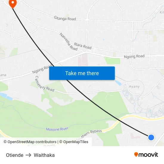 Otiende to Waithaka map