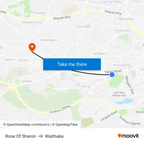 Rose Of Sharon to Waithaka map