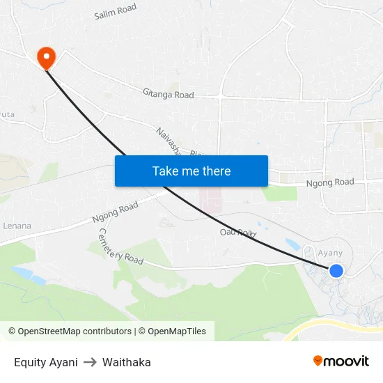 Equity Ayani to Waithaka map