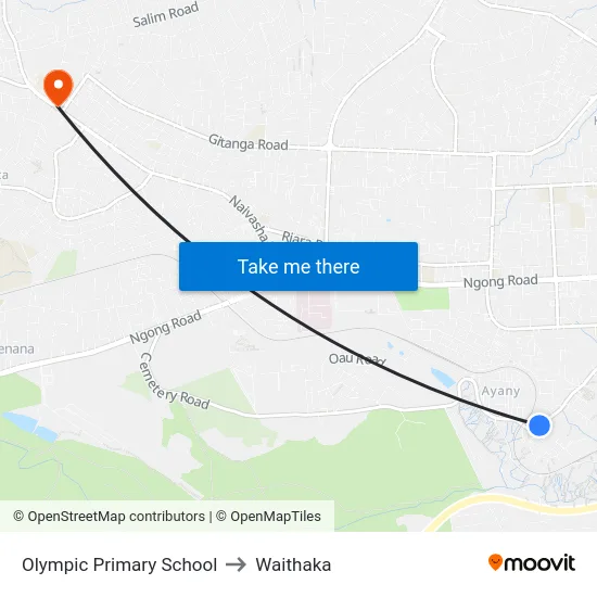 Olympic Primary School to Waithaka map
