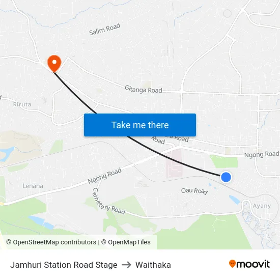 Jamhuri Station Road Stage to Waithaka map