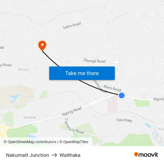 Nakumatt Junction to Waithaka map