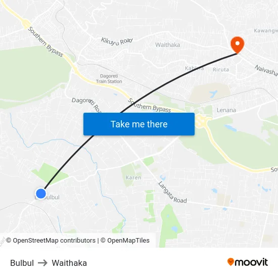 Bulbul to Waithaka map