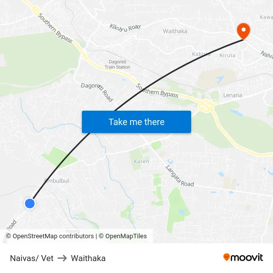 Naivas/ Vet to Waithaka map
