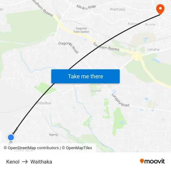 Kenol to Waithaka map