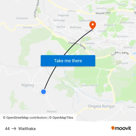 44 to Waithaka map