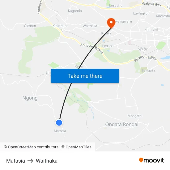 Matasia to Waithaka map