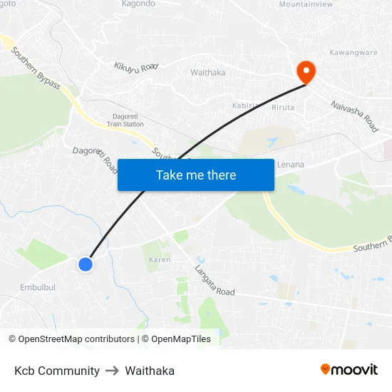 Kcb Community to Waithaka map