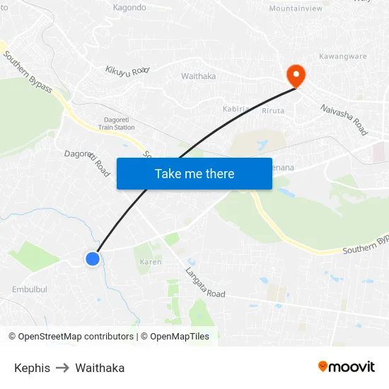 Kephis to Waithaka map