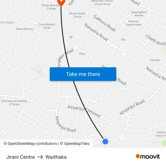 Jirani Centre to Waithaka map