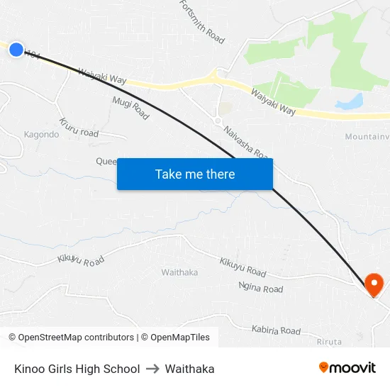 Kinoo Girls High School to Waithaka map