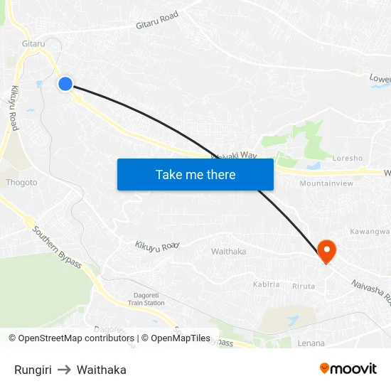 Rungiri to Waithaka map