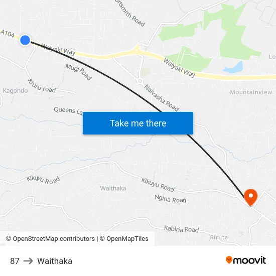87 to Waithaka map
