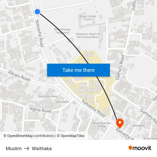Muslim to Waithaka map