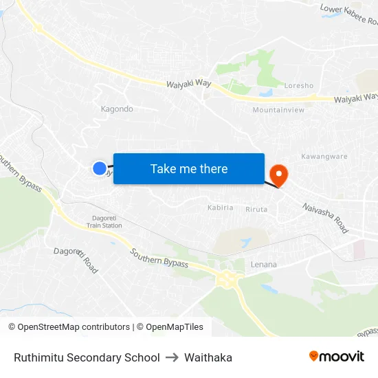 Ruthimitu Secondary School to Waithaka map