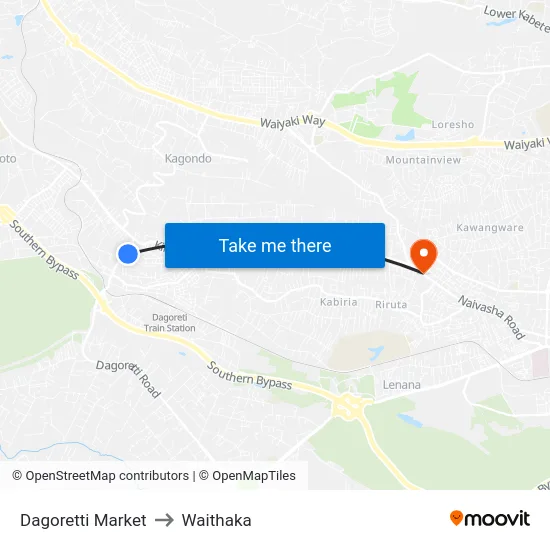 Dagoretti Market to Waithaka map