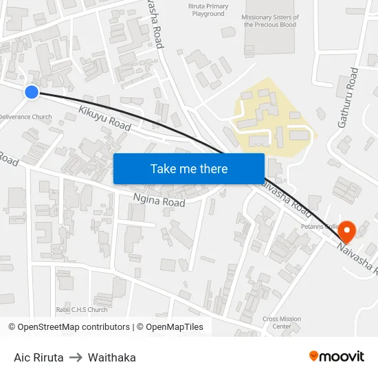 Aic Riruta to Waithaka map