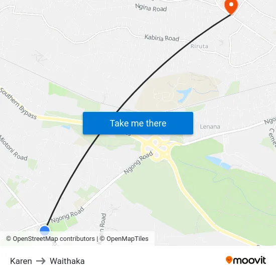 Karen to Waithaka map